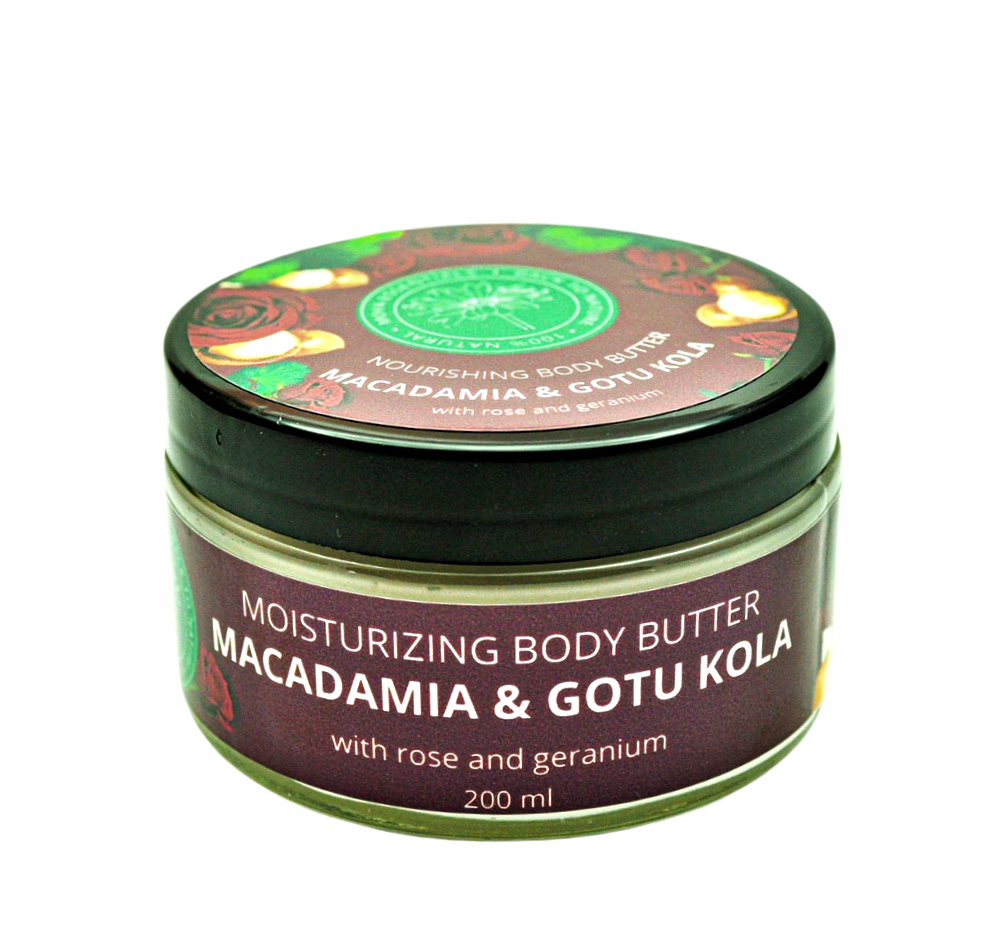Moisturizing Body Butter - Macadamia & Gotu Kola with rose and geranium