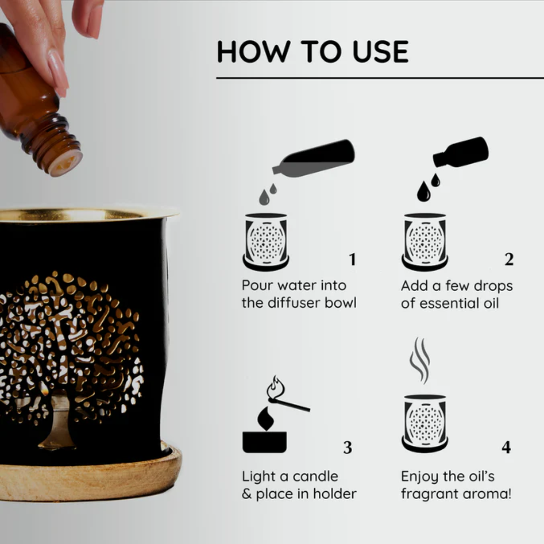 Oil Burner - Tree of Life Metallic Burner