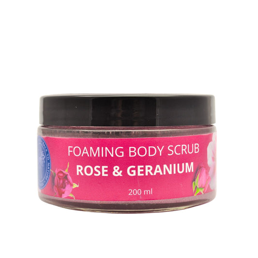 Foaming Body Scrub – Rose & Geranium 200ml