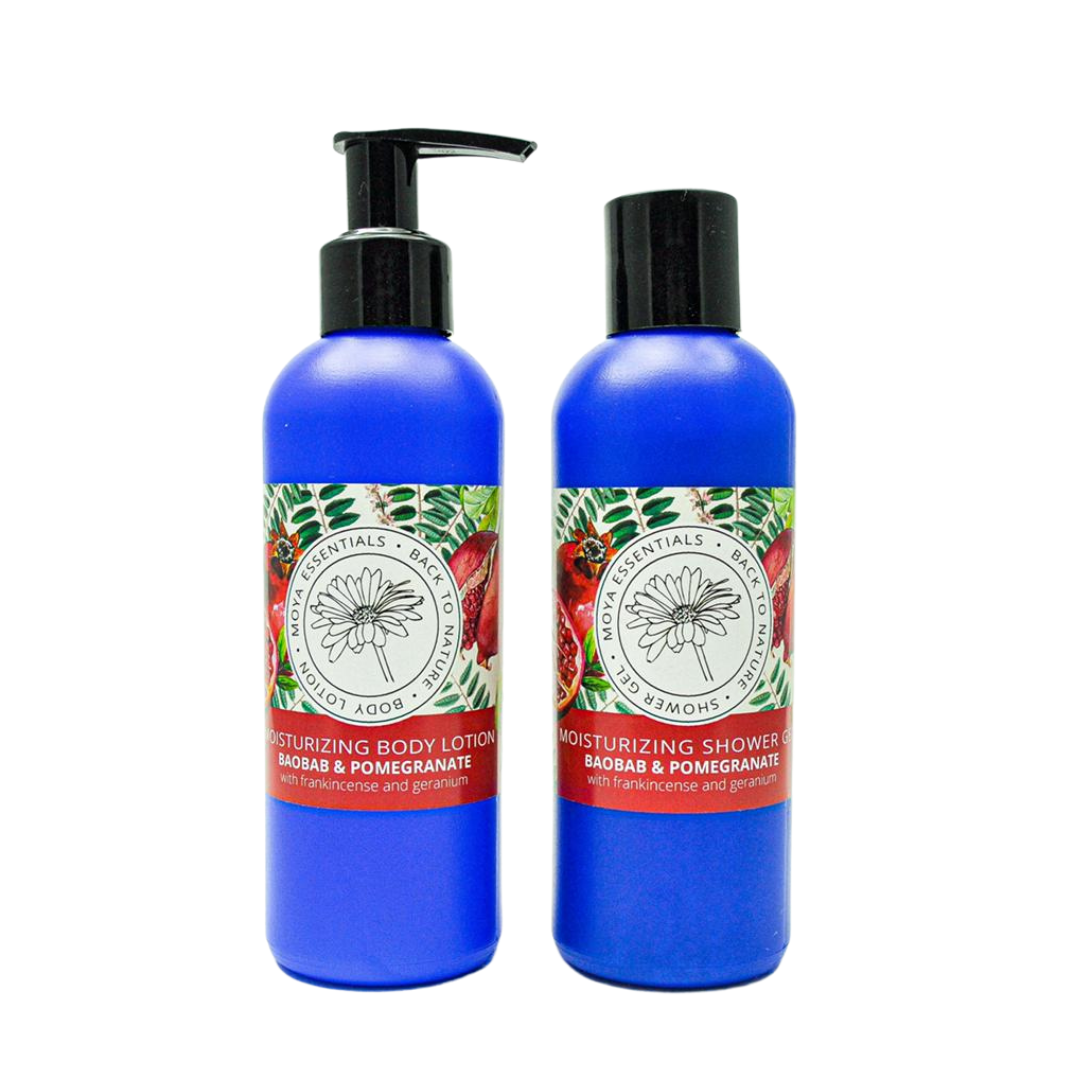 Moisturizing Shower Gel & Body Lotion Combo - Baobab and Pomegranate