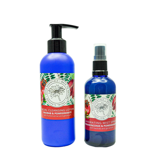 Facial Cleansing Lotion - Baobab & Pomegranate and Mist Spray Combo - Frankincense & Pomegranate